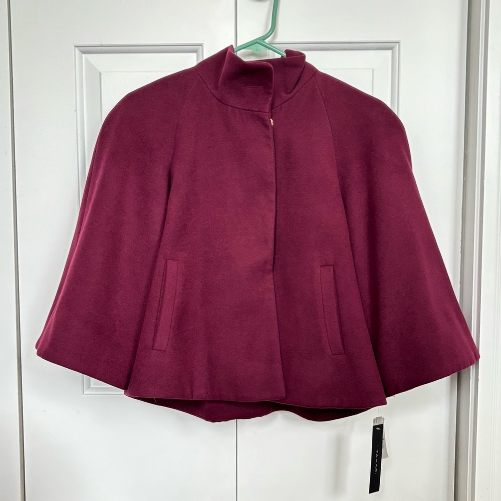 Tahari Nadia Capelet with Faux Fur Collar